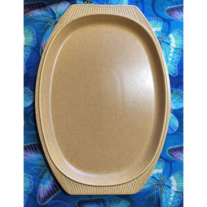 Vintage Pfaltzgraff Nordic Gold Serving Platter 14" Yellow Brown Speckled 1970s